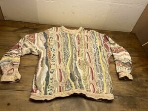 COOGI Australia Vintage 3D Knit Crewneck Multicolor Cotton Sweater Men's Medium